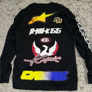 Diesel Black Long Sleeve Tee with Multicolor Graphics